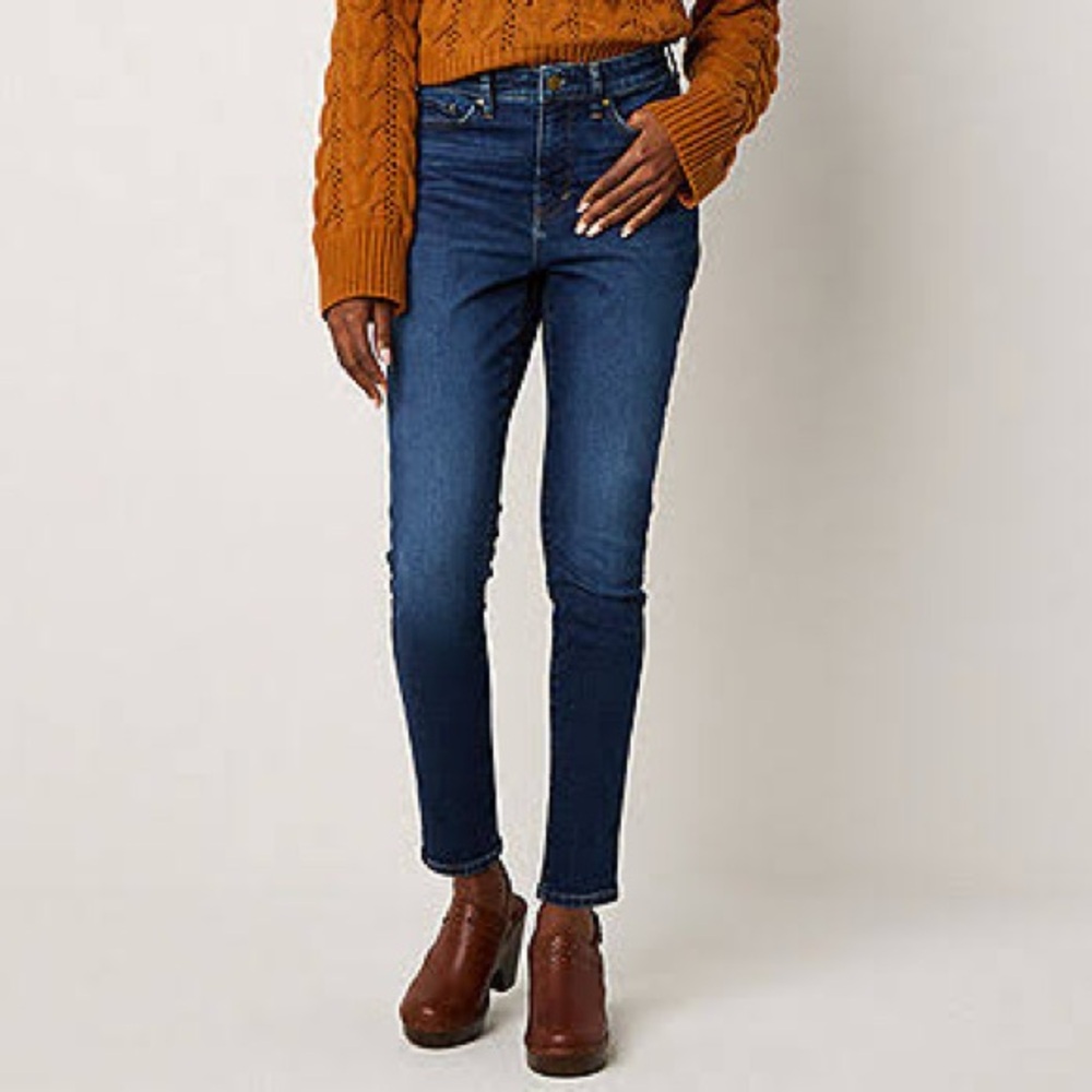 a.n.a Deep Blue Women's High Waist Curvy Skinny Jeans
